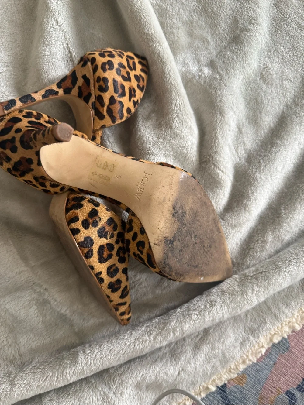 J. Crew Leopard Print Pointed D'Orsay Heels - Tan/Black size 9